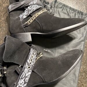 AMIRI Suede Black Chelsea Boots with Chain and Bandana EUR 43 (US 10.0)